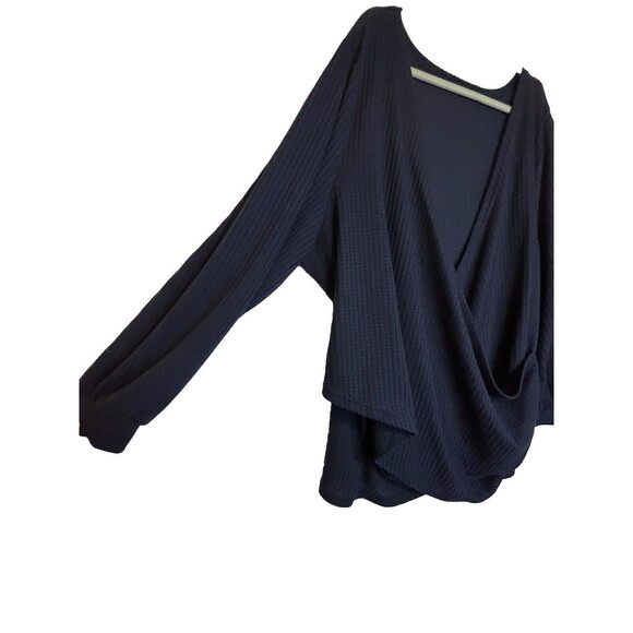 NWT Bloomchic Plus Sz 26 4X Blue Crossover Hem Waffle Knit Long Sleeve Top - Picture 11 of 15